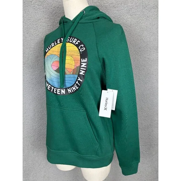 Hurley Junior's Sand Circle Hoodie Pullover Kangaroo Pockets XS Green NWT's. - Picture 4 of 8